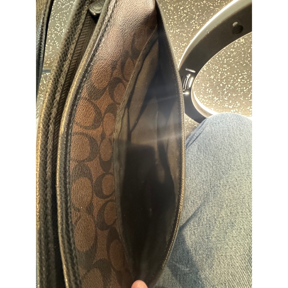 Coach Signature Brown Canvas Crossbody Bag Zip Top Classic Monogram - Picture 13 of 16